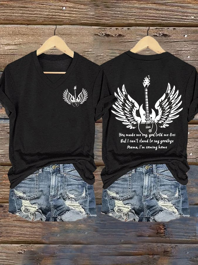 Mama I'm Coming Home V-neck T-Shirt Memorial OZ Shirt Musical Gifts For Adults