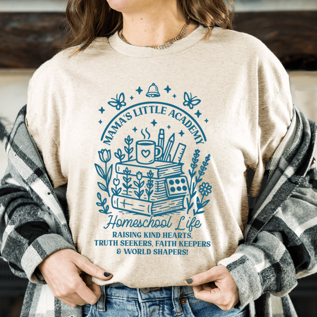 Mamas Little Academy Homeschool Life T-Shirt For Women Christian Faith Mom Gift Ideas