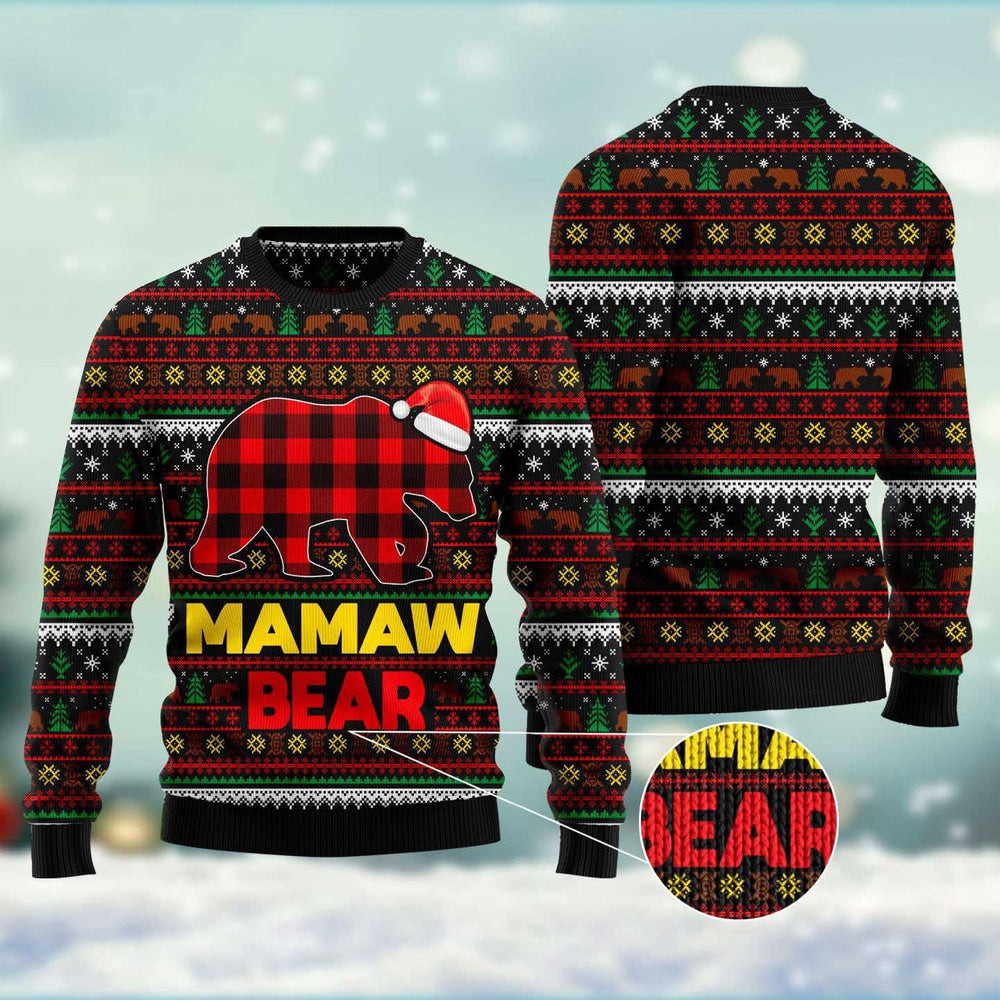 Mamaw Bear Ugly Christmas Sweater Funny Ugly Christmas Sweater Gifts For Couples