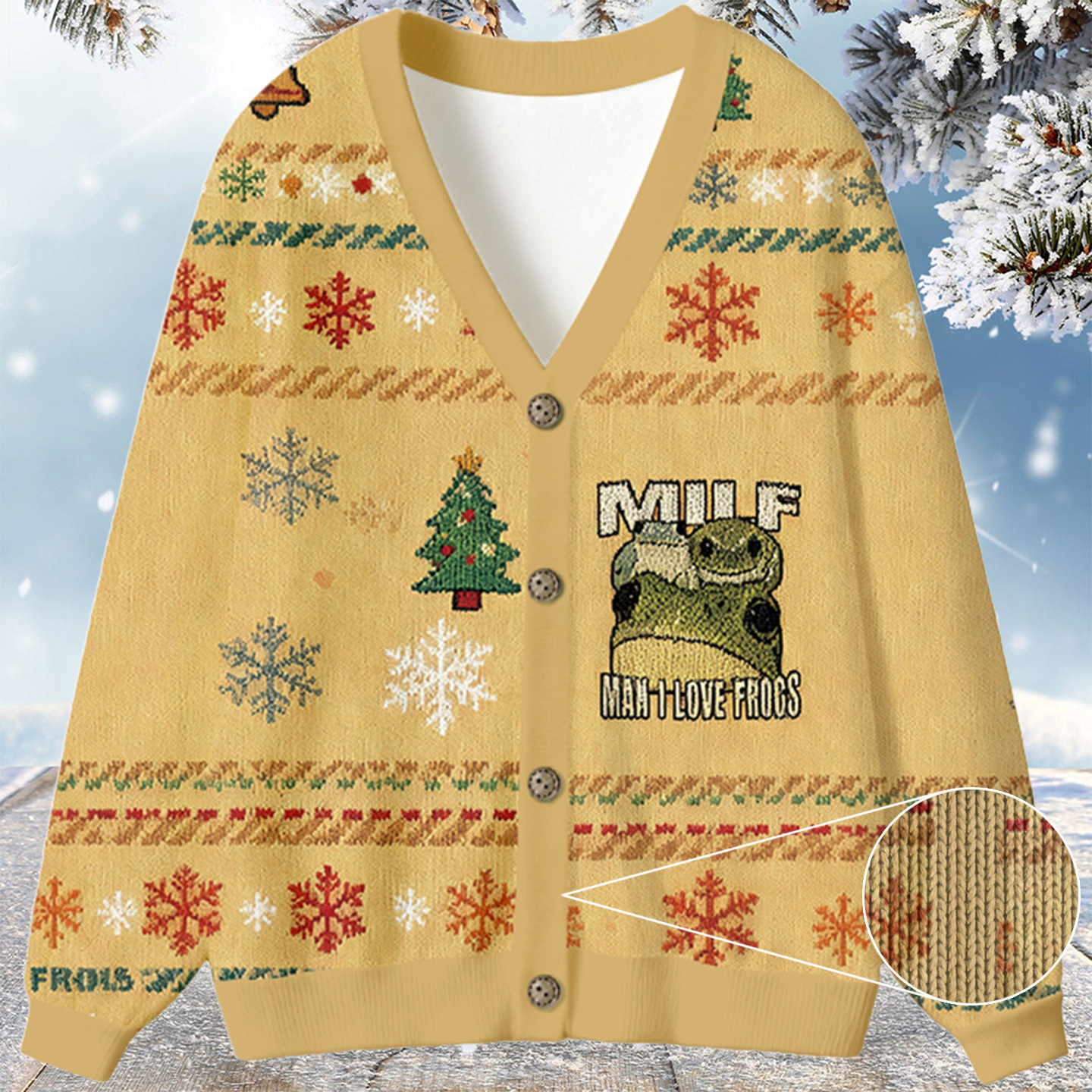 Man I Love Frogs Christmas Ugly Cardigan Cool Xmas Clothes Gift For Frog Lover