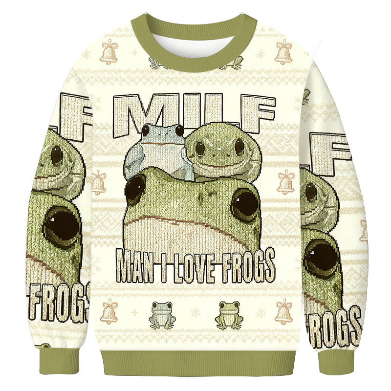 Man I Love Frogs Christmas Ugly Sweatshirt Funny Christmas Holiday Sweater Gift Ideas
