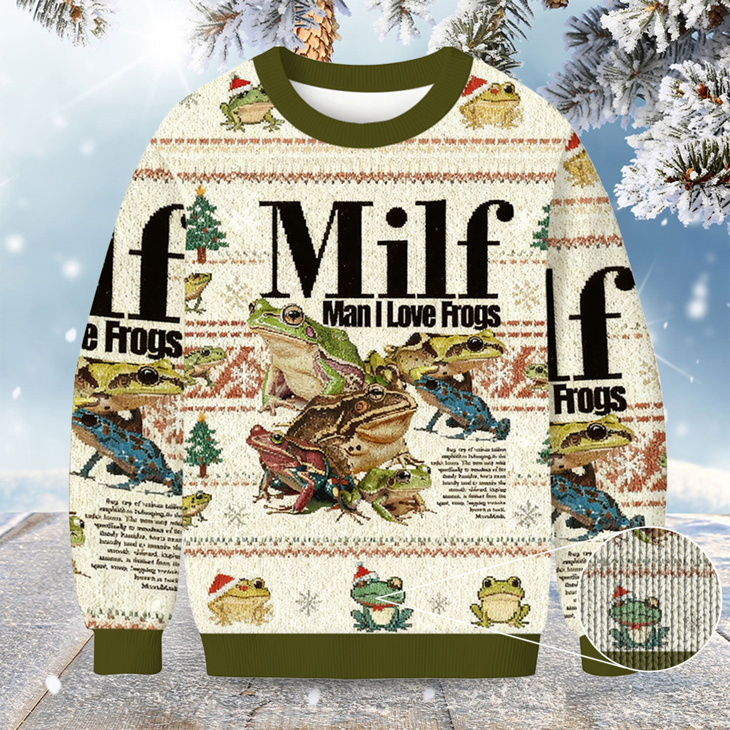 Man I Love Frogs Meme Christmas Ugly Sweater Holiday Apparel Frog Lover Xmas Gifts