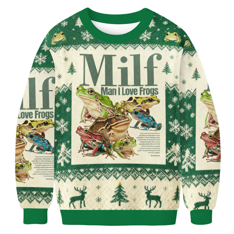 Man I Love Frogs Meme Christmas Ugly Sweater Winter Outfits Christmas Gift For Husband