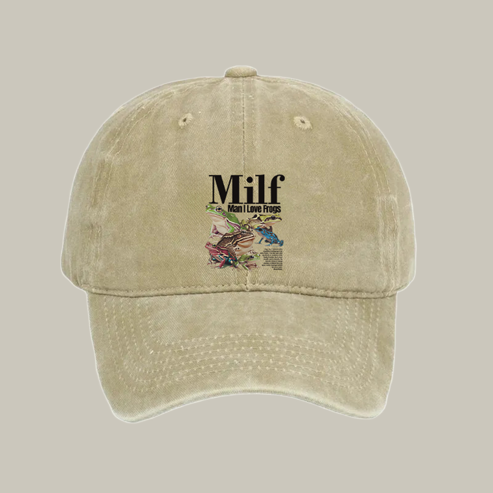 Man I Love Frogs Meme Washed Cap Funny Baseball Caps Christmas Gifts For Boyfriend
