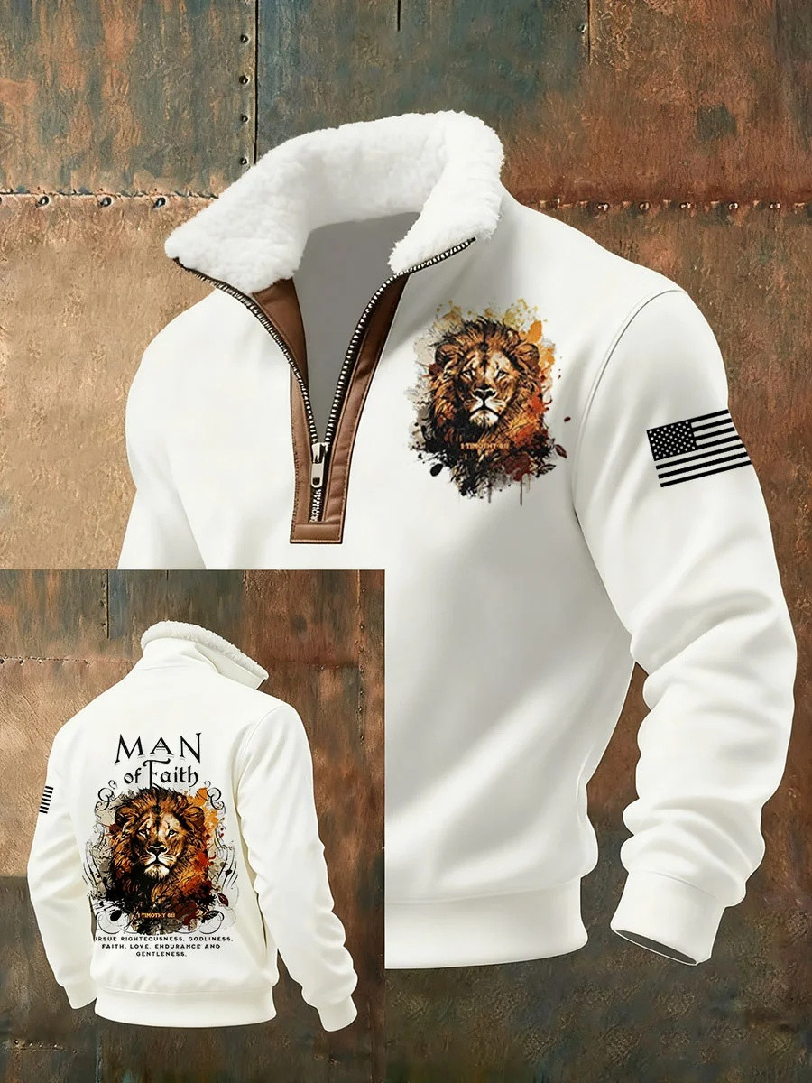 Man Of Faith Lion 1 Timothy Zip Hoodie Men Christian Apparel Gear Best Gift For Believers