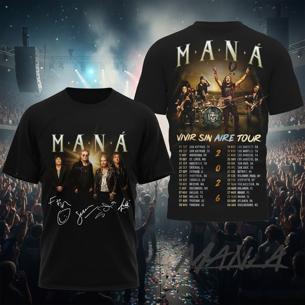 MANA Vivir Sin Aire Tour 2026 Concert Shirt MANA Merch Best Gifts For Music Lovers