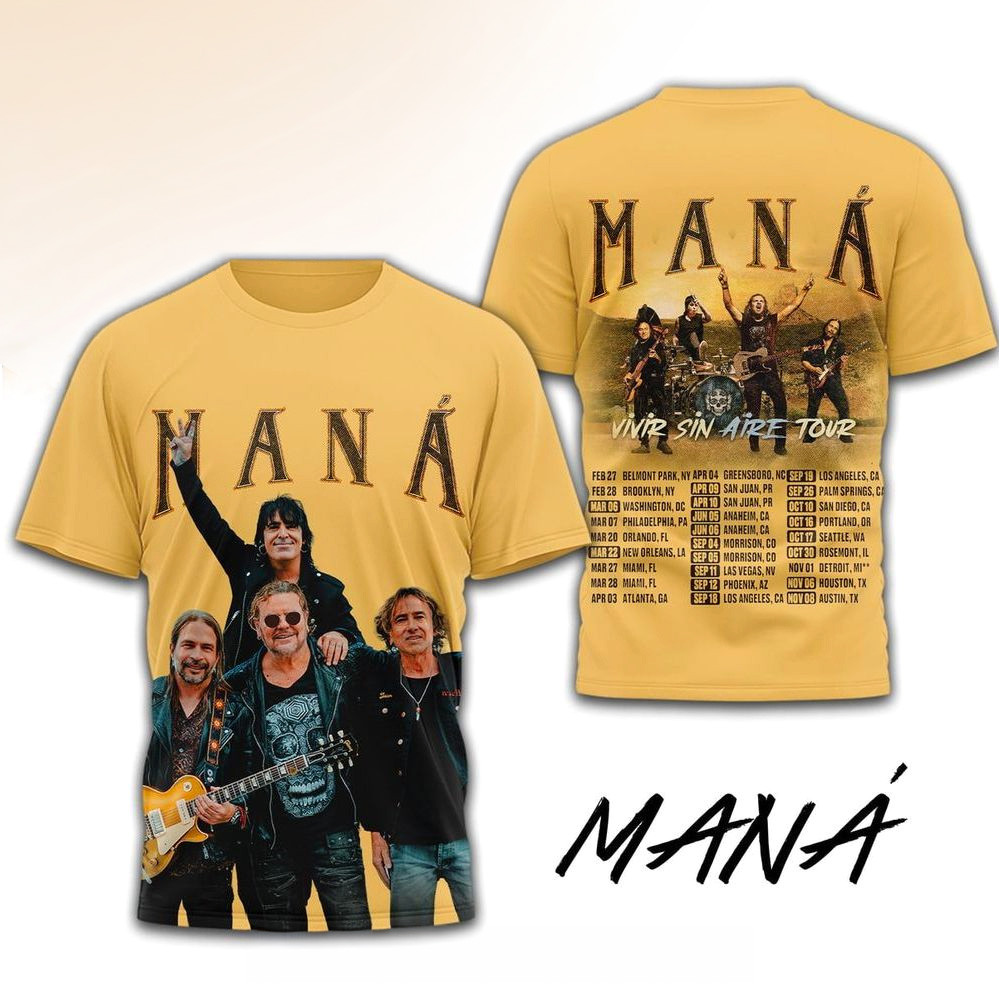MANA Vivir Sin Aire Tour T-Shirt MANA Pop Band Fan Apparel Birthday Gift For Dad