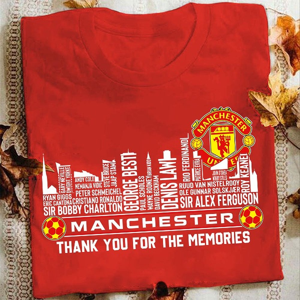 Manchester United FC Skyline Team T-Shirt Thank You For The Memories Gift For Fans