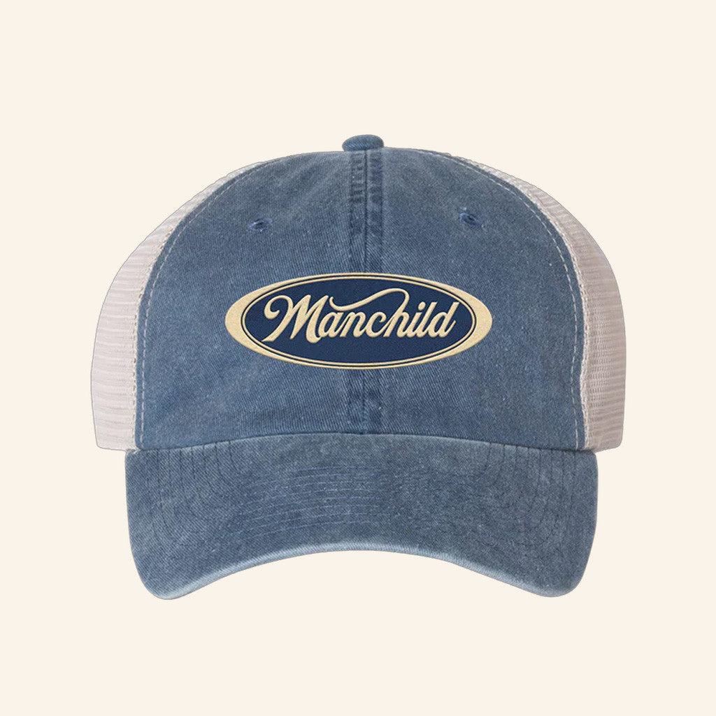 Manchild Embroidered Trucker Hat Present For Wife Manchild Embroidered Trucker Hat Present For Wife