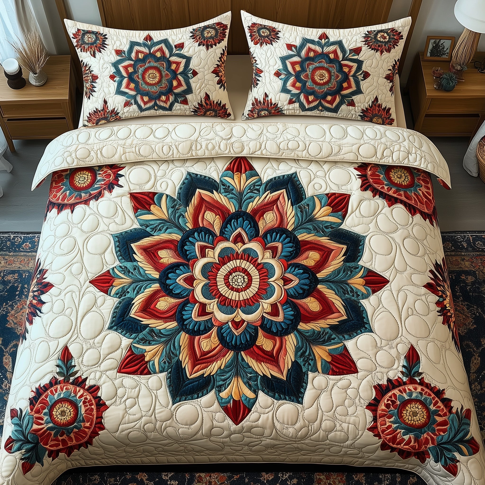 Mandala Aura Quilted Bedding Set Duvet Cover Merchandise Meaningful Gifts For Son