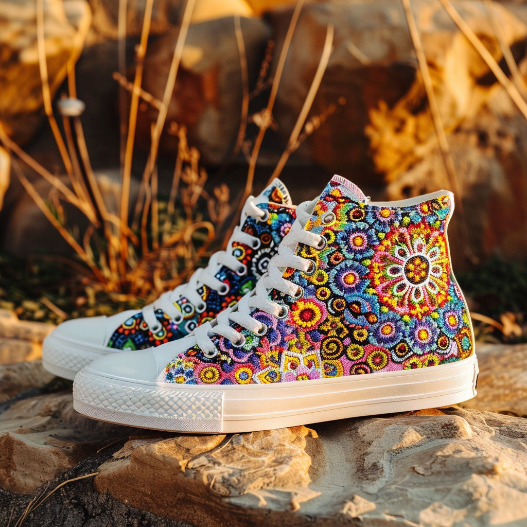 Mandala Bloom Canvas High Tops Merch For Teens