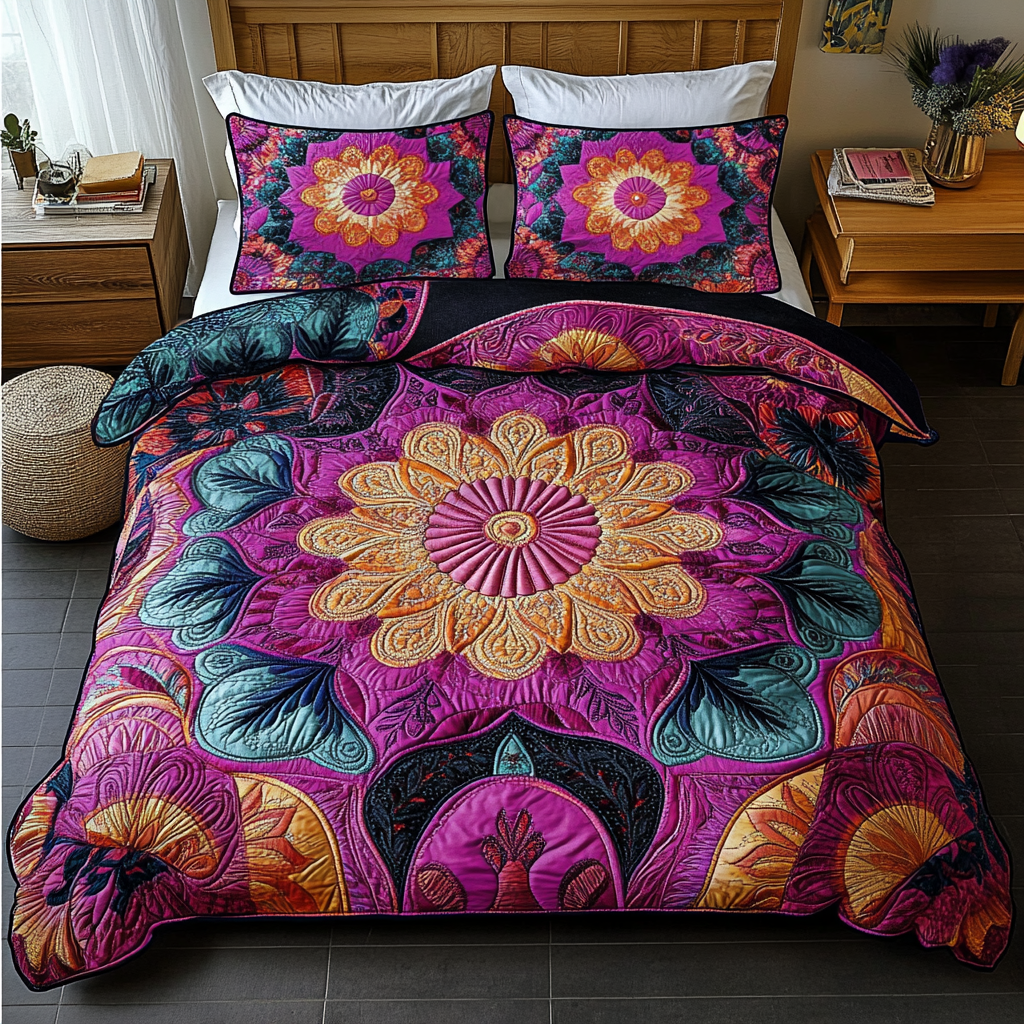 Mandala Design Quilted Bedding Set Bohemian Bedroom Decor Christmas Gift Ideas For Mom