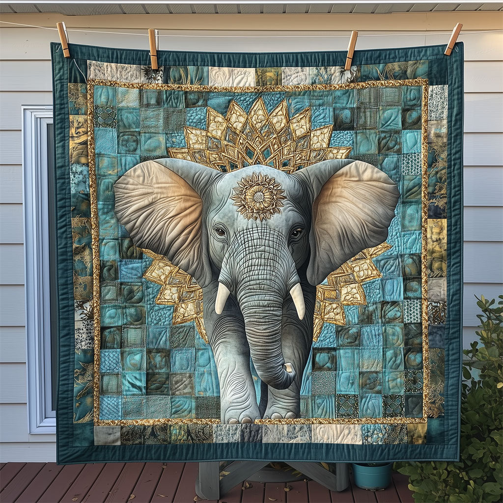 Mandala Elephant Block Pattern Quilt Blanket Queen Size Blanket Christmas Presents For Mum