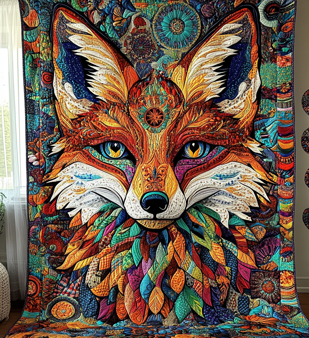 Mandala Fox Quilted Blanket Autumn Gift Ideas