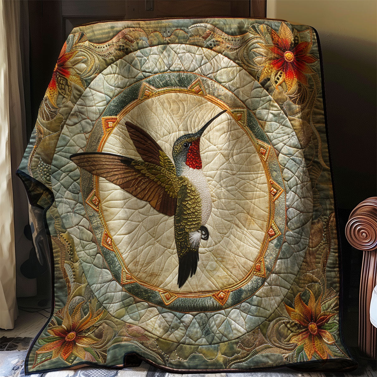 Mandala Hummingbird Quilt Blanket Best Throw Blanket First Time Mom Christmas Gifts