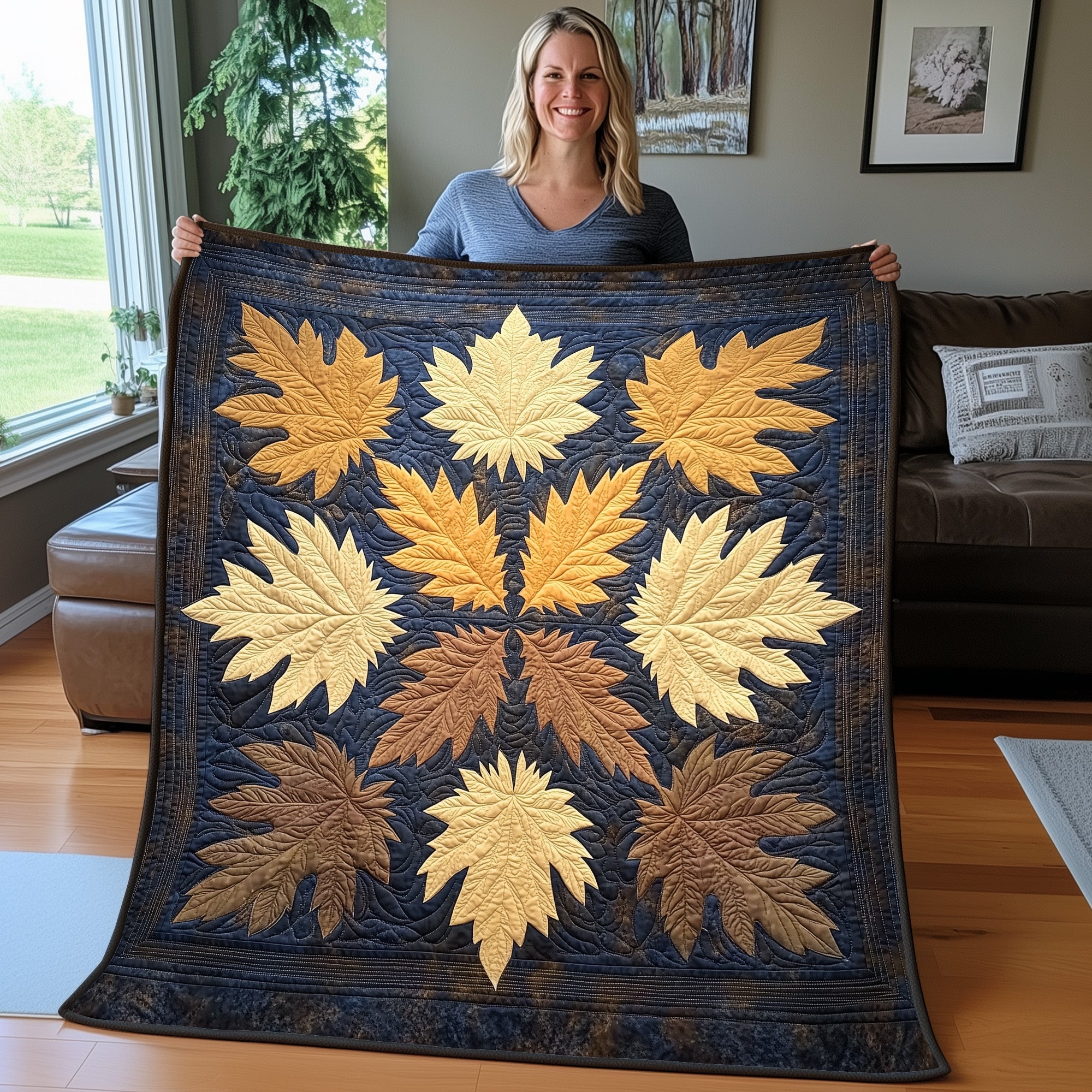 Mandala Leafs Quilted Blanket Cute Soft BlanketGifts To Daughter From Mom