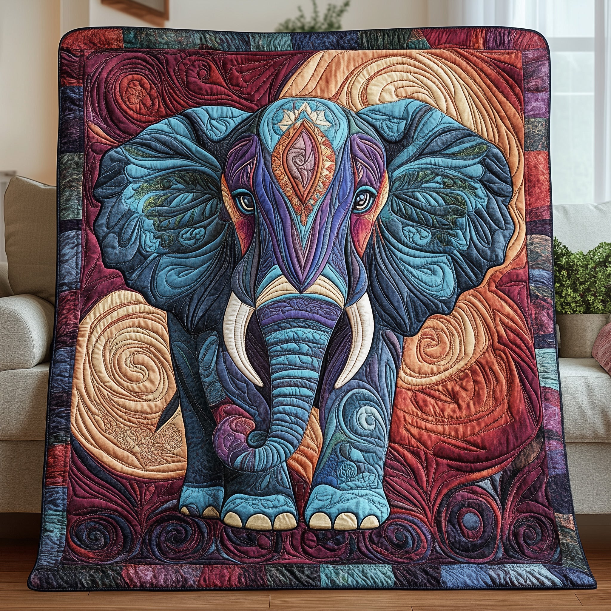 Mandala Majesty Elephant Quilted Blanket Cute Soft BlanketBest Elephant Gifts Women