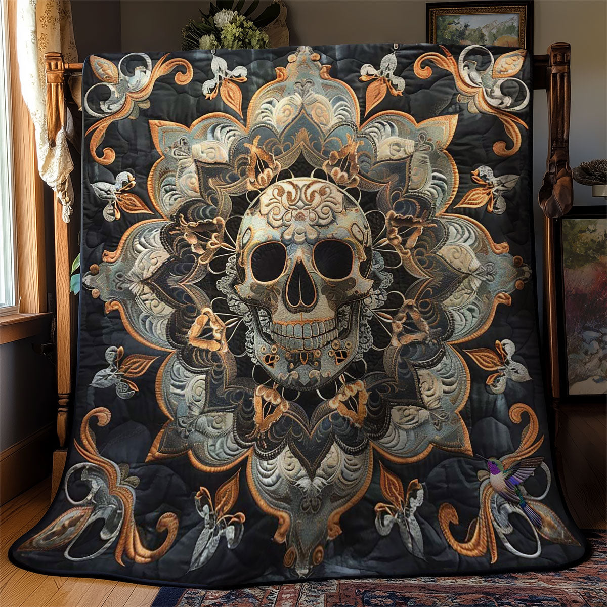 Mandala Skull Quilt Blanket Christmas Blanket Birthday Gifts For Daughter From Dad