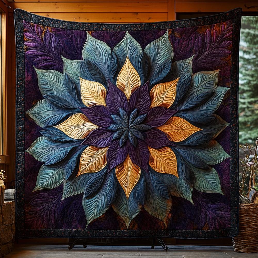 Mandala Sunflower Art Quilted Blanket Bohemian Floral Medallion Patchwork Throw Gift For Home Decor