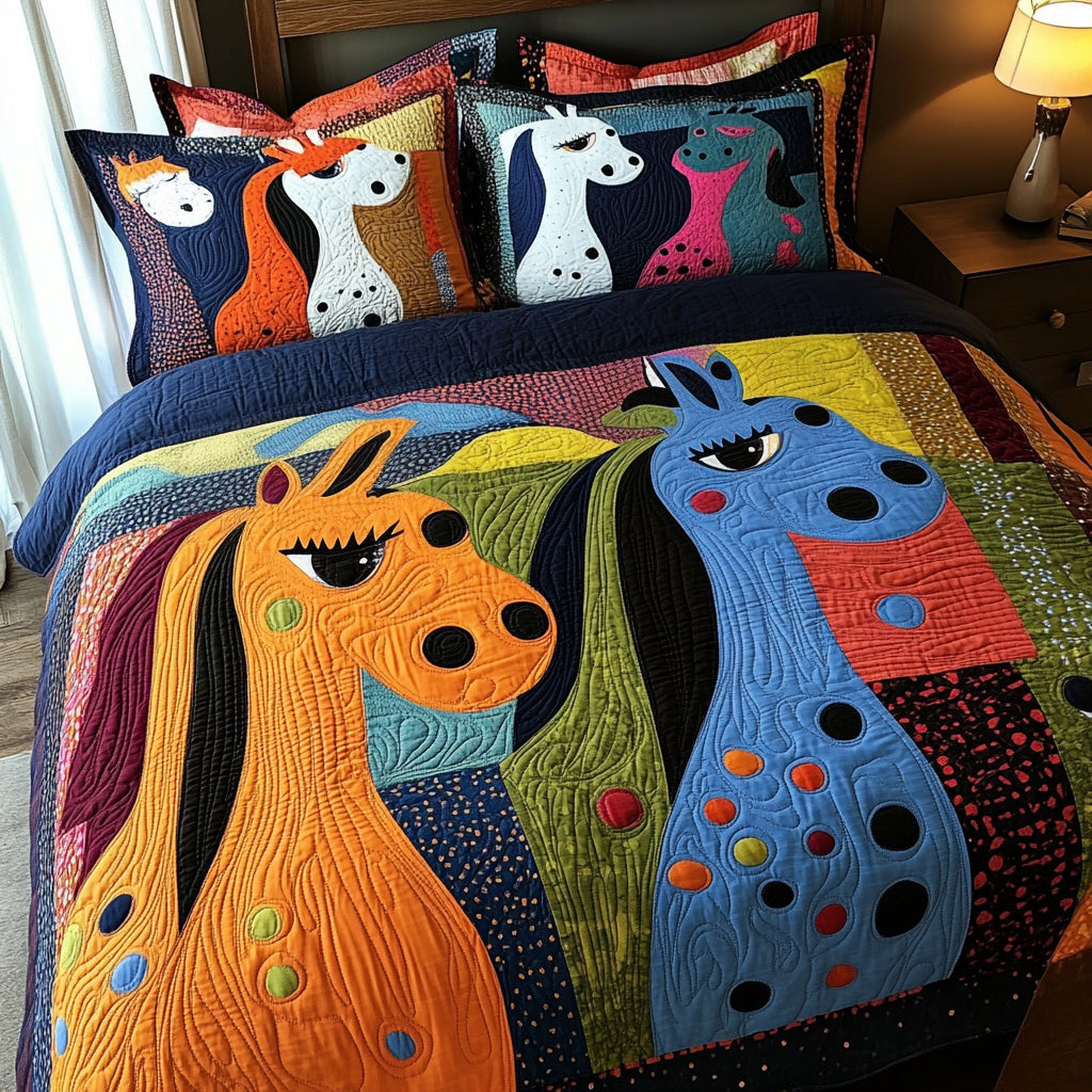 Mane Whimsy Quilted Bedding Set Autumn Themed Bed Sheets Cozy Fall Gift Ideas