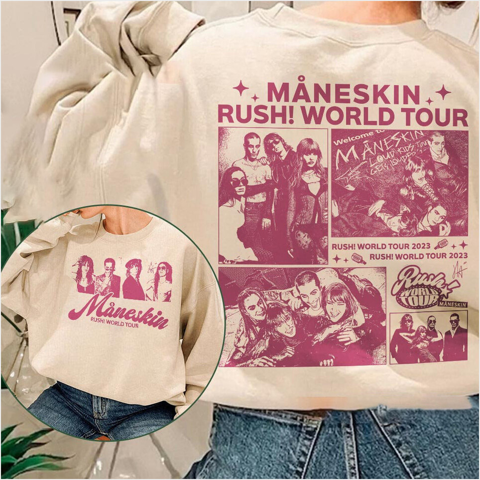 Maneskin Music Sweatshirt, Rush World Tour Ticket Vintage 90S Y2K Graphic Tee, Maneskin Rock Band Concert Gifts For Best Friend