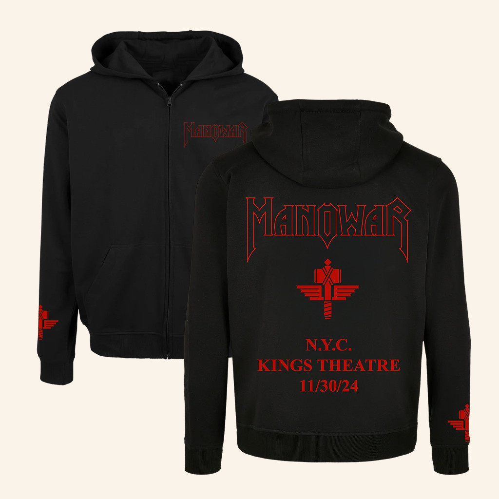 Manowar Merch Manowar Zip Hoodie Kings Theatre Brooklyn 2024 Hoodie Gifts For Dad