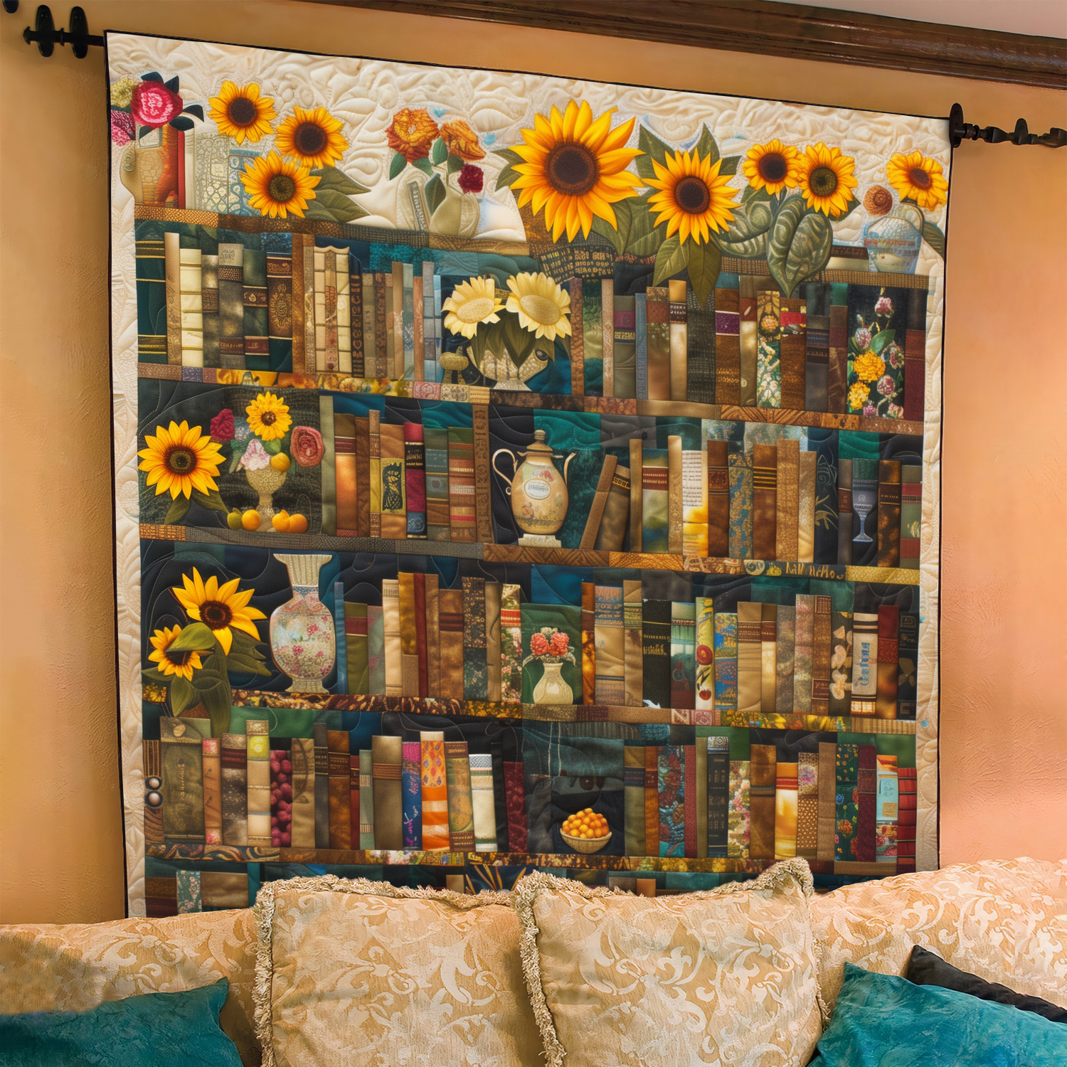 Manuscript Maze Quilted Blanket Sunflower Gifts For Friends