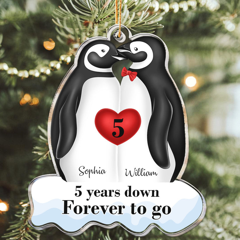 Many Years Down Forever To Go  Personalized Acrylic Ornament Custom 5 Years Down Forever To Go Wedding Anniversary Older Married Couples Ornament