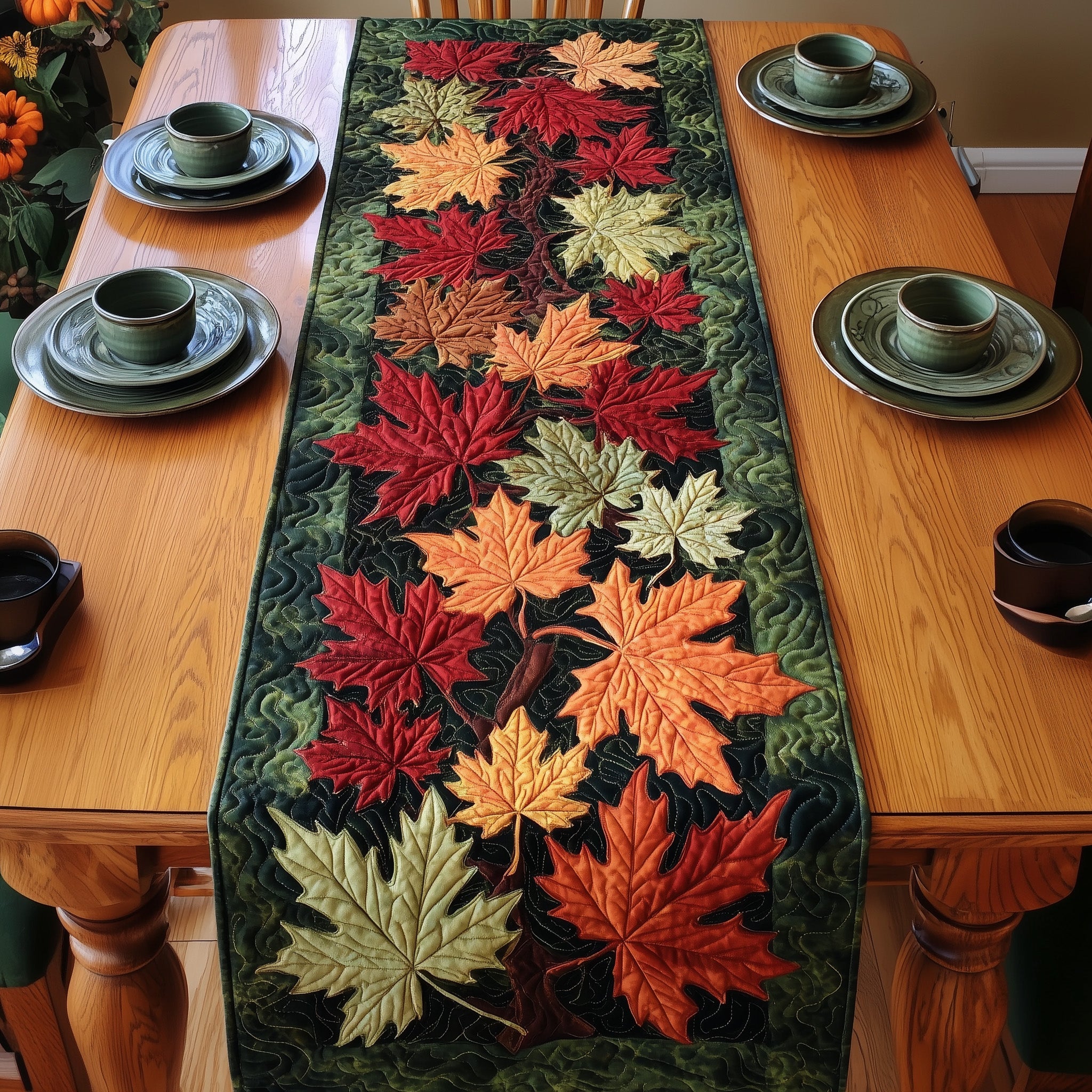 Maple Dream Quilted Table Runner Festive Table Runner for Dining Table