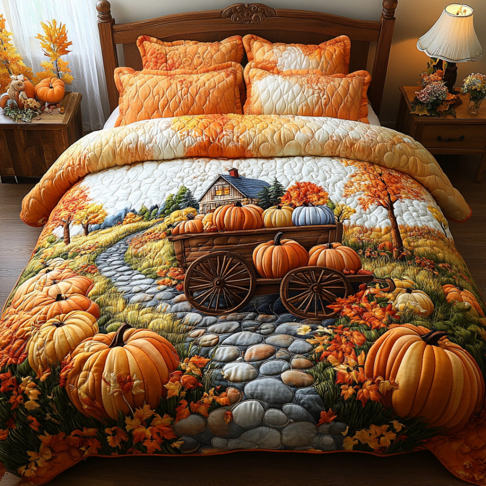 Maple Hollow Quilted Bedding Set Cute Room Decor Autumn Inspired Gifts