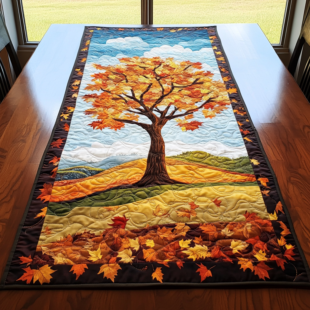 Maple Horizon Quilted Table Runner Elegant Fall Table Runners Family Present Ideas