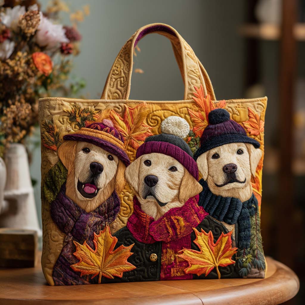 Maple Labrador Trio Quilted Tote Bag Best Presents For Animal Lovers
