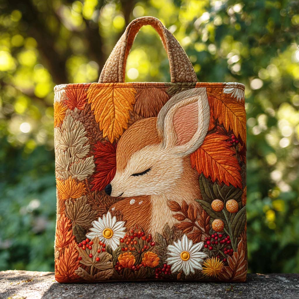 Maple Meadow Deer Quilted Tote Bag Fall Autumn Gifts For Him