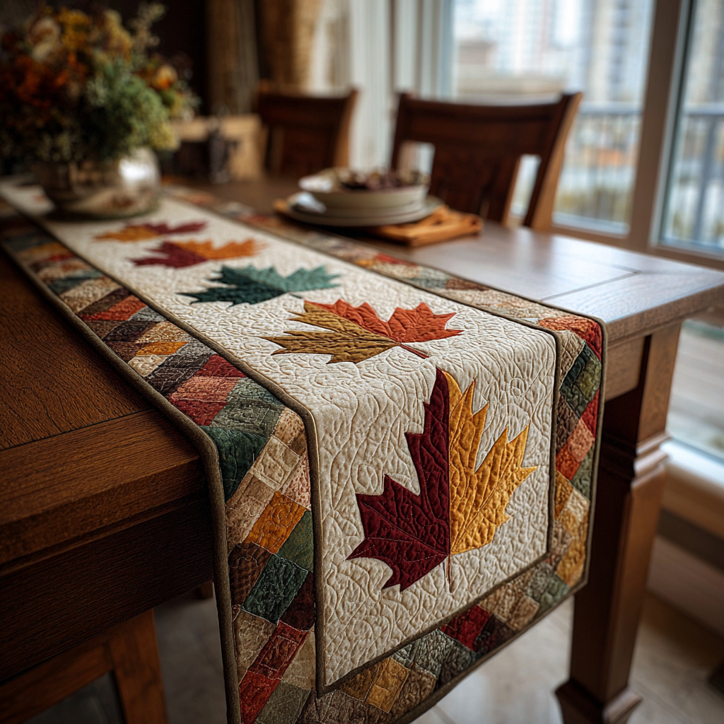 Maple Mood Quilted Table Runner Fall Table Runner Unique Gifts Family