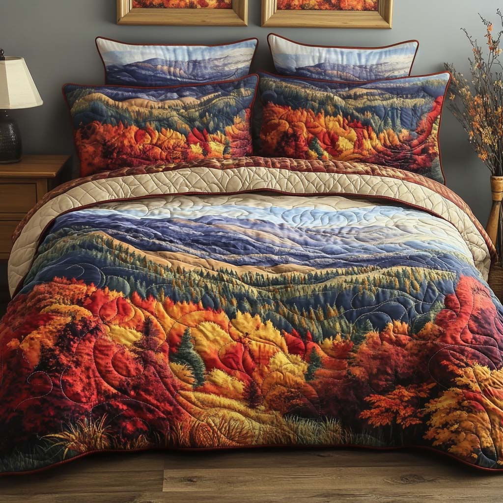 Maple Ridge Morning Quilted Bedding Set Cute Room Decor Cool Fall Gifts