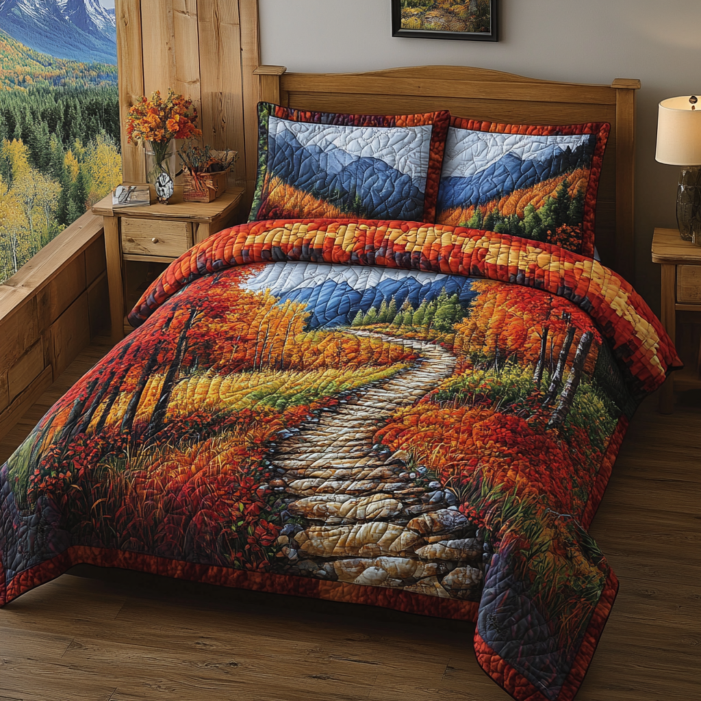 Maple Serenity Quilted Bedding Set Cozy Bedroom Decor Autumn Gift Ideas