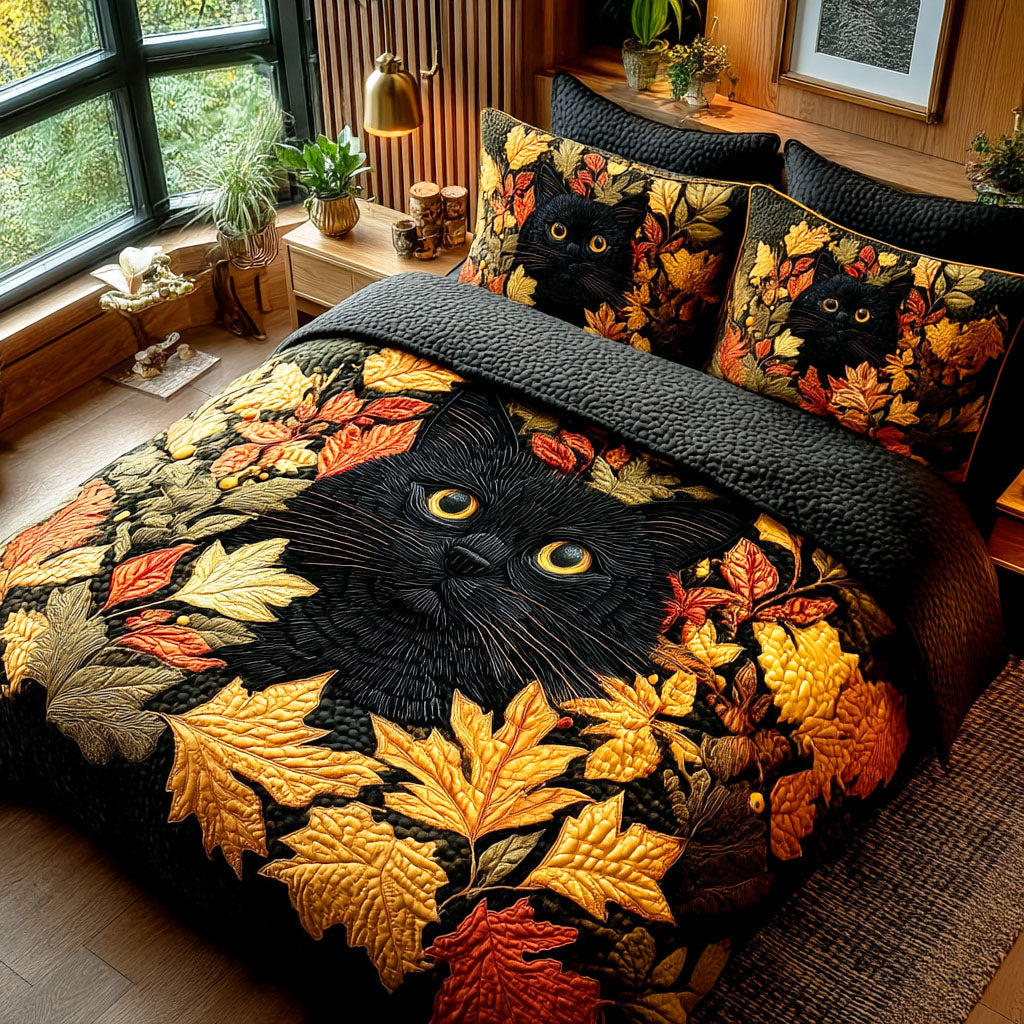 Maple Shadow Cat Quilted Bedding Set Bedroom Decorations Gift For Mid Autumn Festival