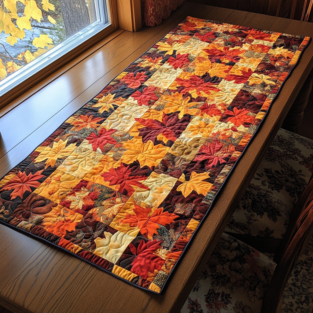 Maple Trail Quilted Table Runner Elegant Fall Table Runners Gifts For Mom