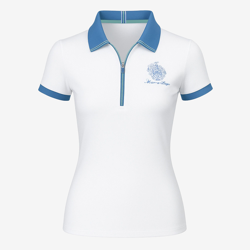 Mar-a-Lago Flat Knit Zip Polo Shirt Support Trump 45 47 MAGA Merch Golf Gifts For Mother