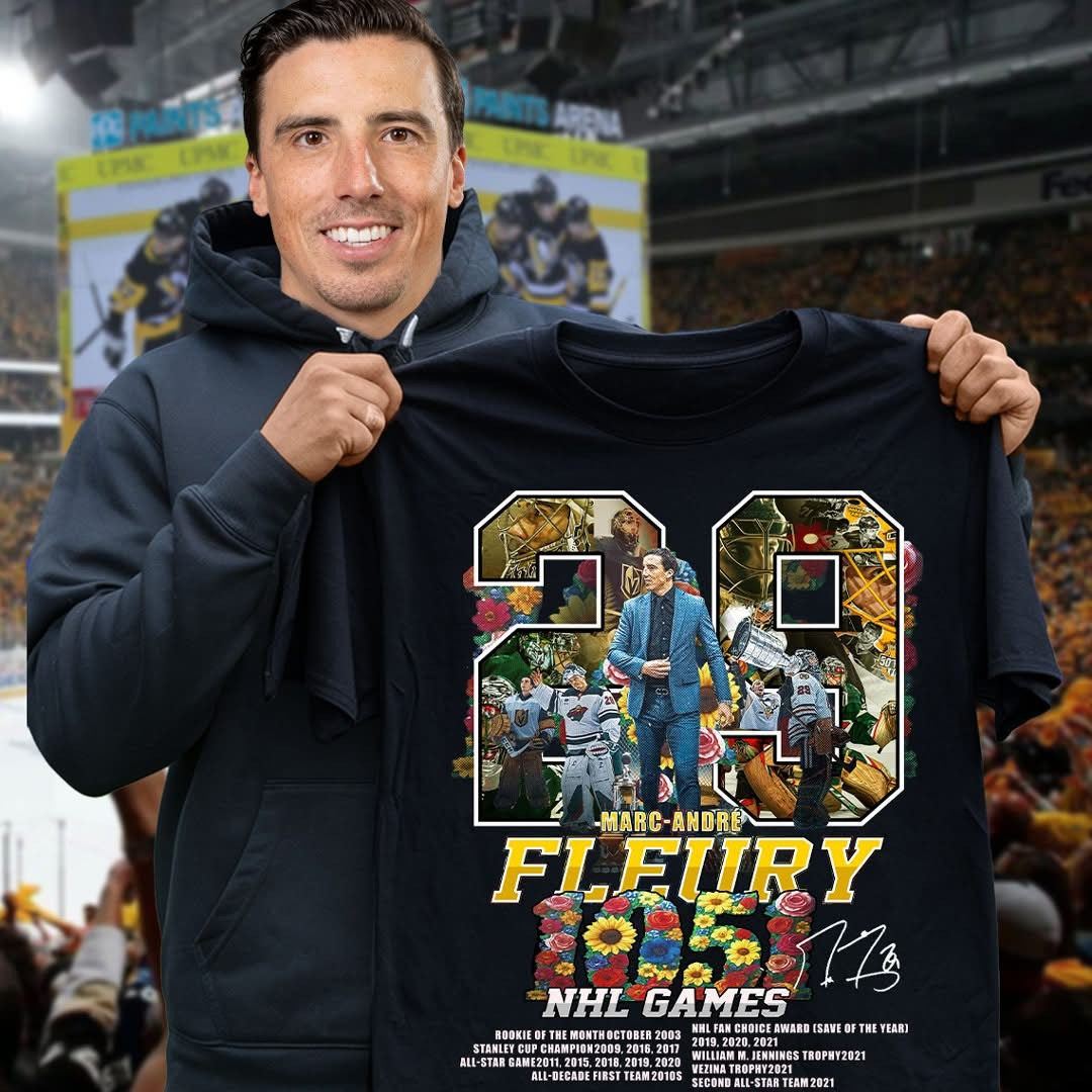 Marc-Andre Fleury 29 NHL 1051 Games T-Shirt Signature Gifts For Hockey Fans