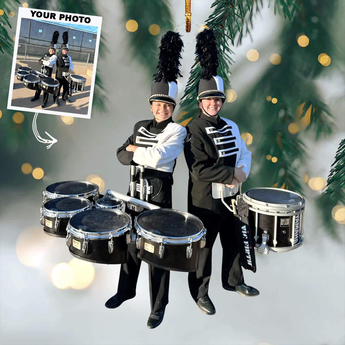 Marching Melody Personalized Photo Mica Ornament Gift For Friends Family Members