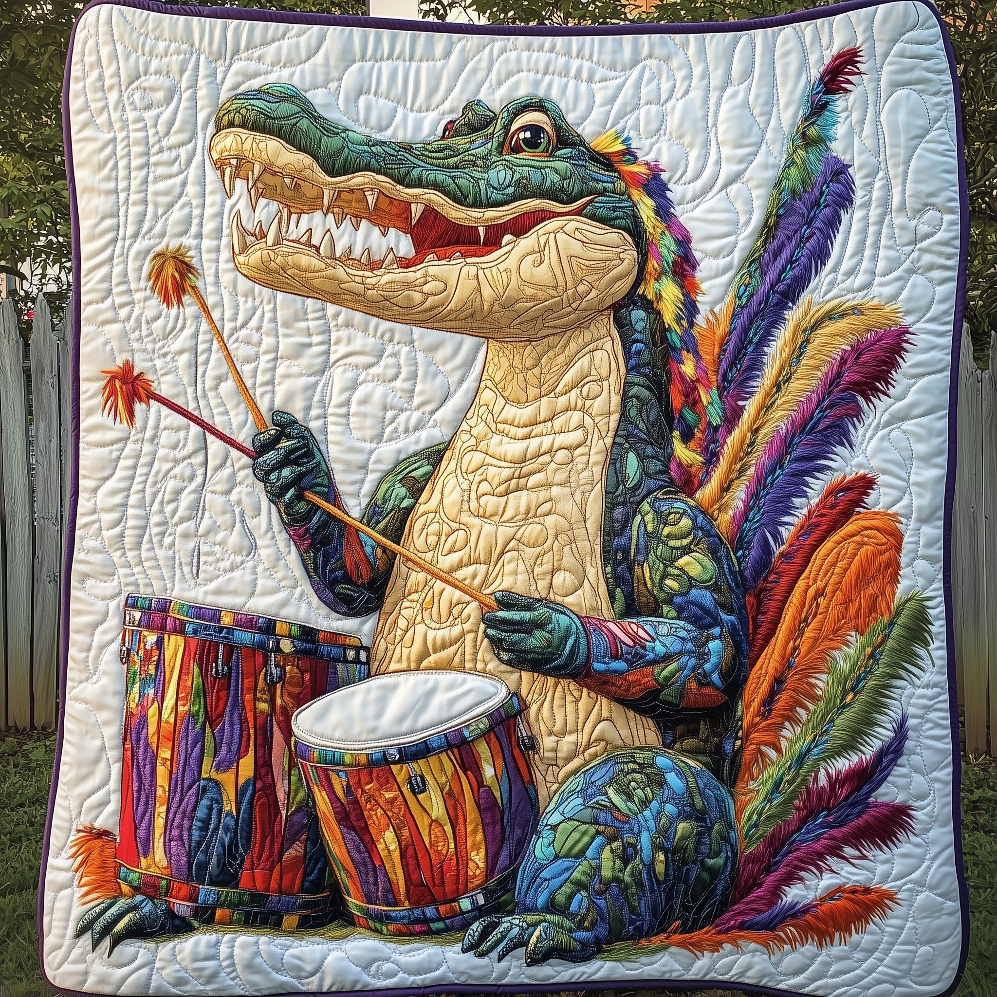 Mardi Gras Alligator Quilted Blanket Sofa Throw BlanketMardi Gras Gift Ideas