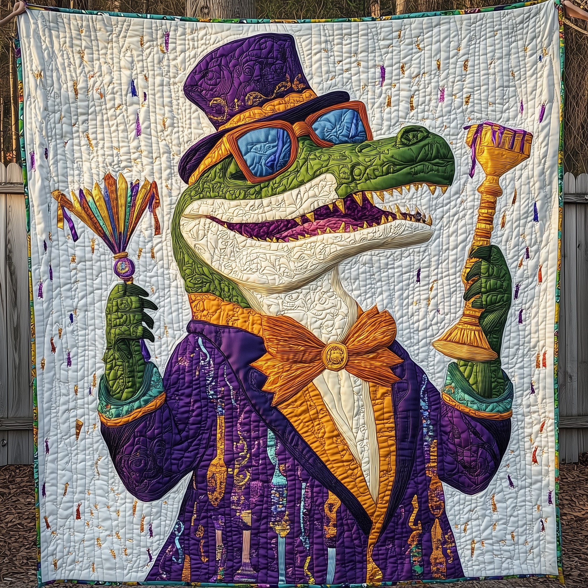 Mardi Gras Alligator Quilted Blanket Sofa Throw BlanketMardi Gras Gifts Items