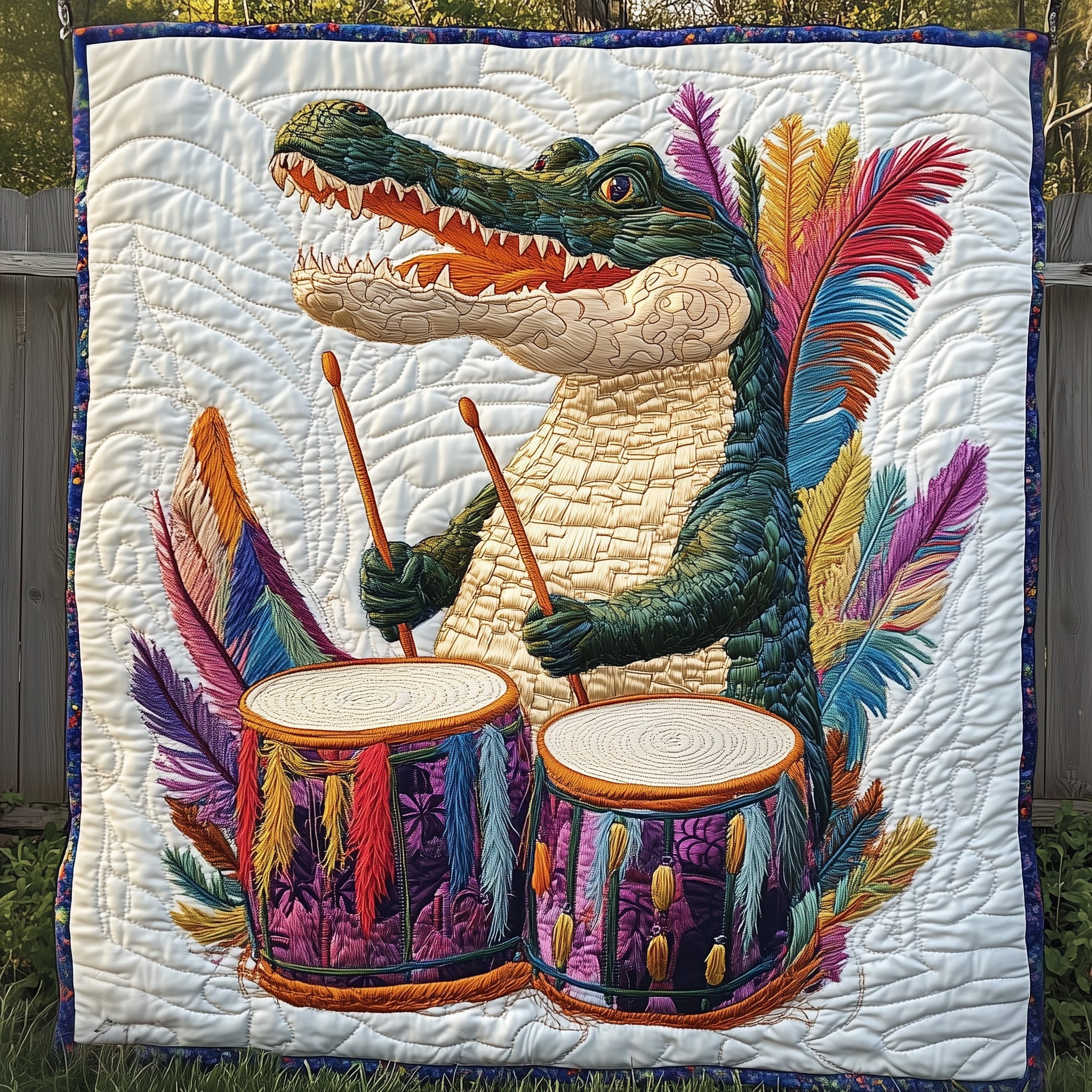 Mardi Gras Alligator Quilted Blanket Sofa Throw BlanketMardi Gras King And Queen Gifts