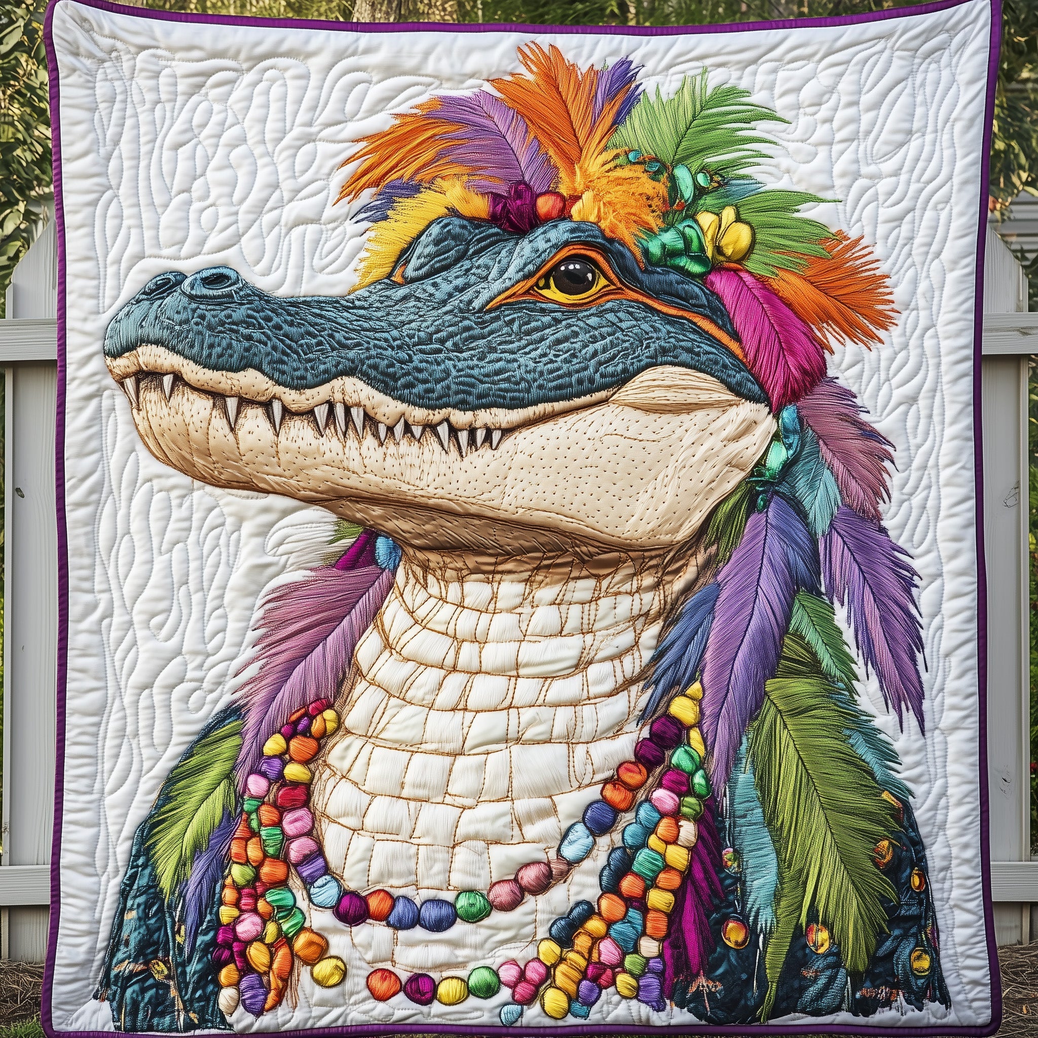 Mardi Gras Alligator Quilted Blanket Sofa Throw BlanketUnique Mardi Gras Gifts Carnival