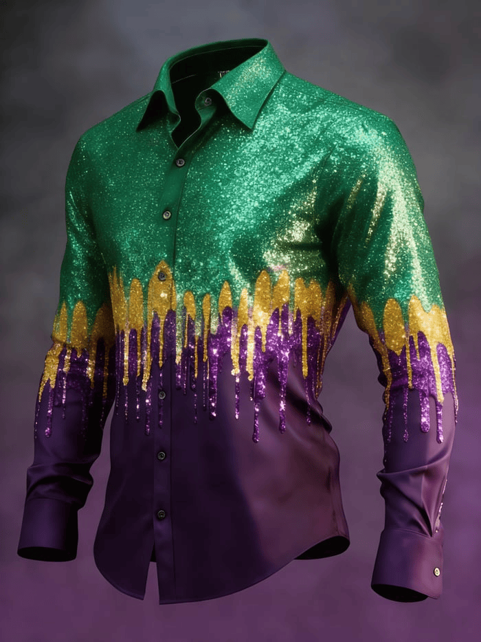 Mardi Gras Button Up Shirt Long Sleeve Mardi Gras Apparel For Men Fleur De Lis Clothing Son Gifts