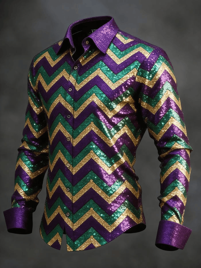 Mardi Gras Button Up Shirt Long Sleeve Mardi Gras Apparel For Men New Orleans Clothing Dad Gifts