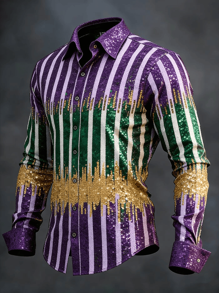 Mardi Gras Button Up Shirt Long Sleeve Mardi Gras Apparel Men New Orleans Clothing Gifts For Son