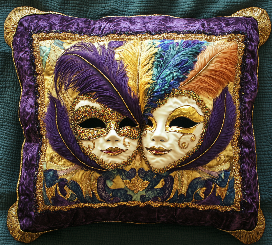 Mardi Gras Carnival Splendor Quilt Pillow Case Perfect Home Decor Gift with Premium Pillowcases