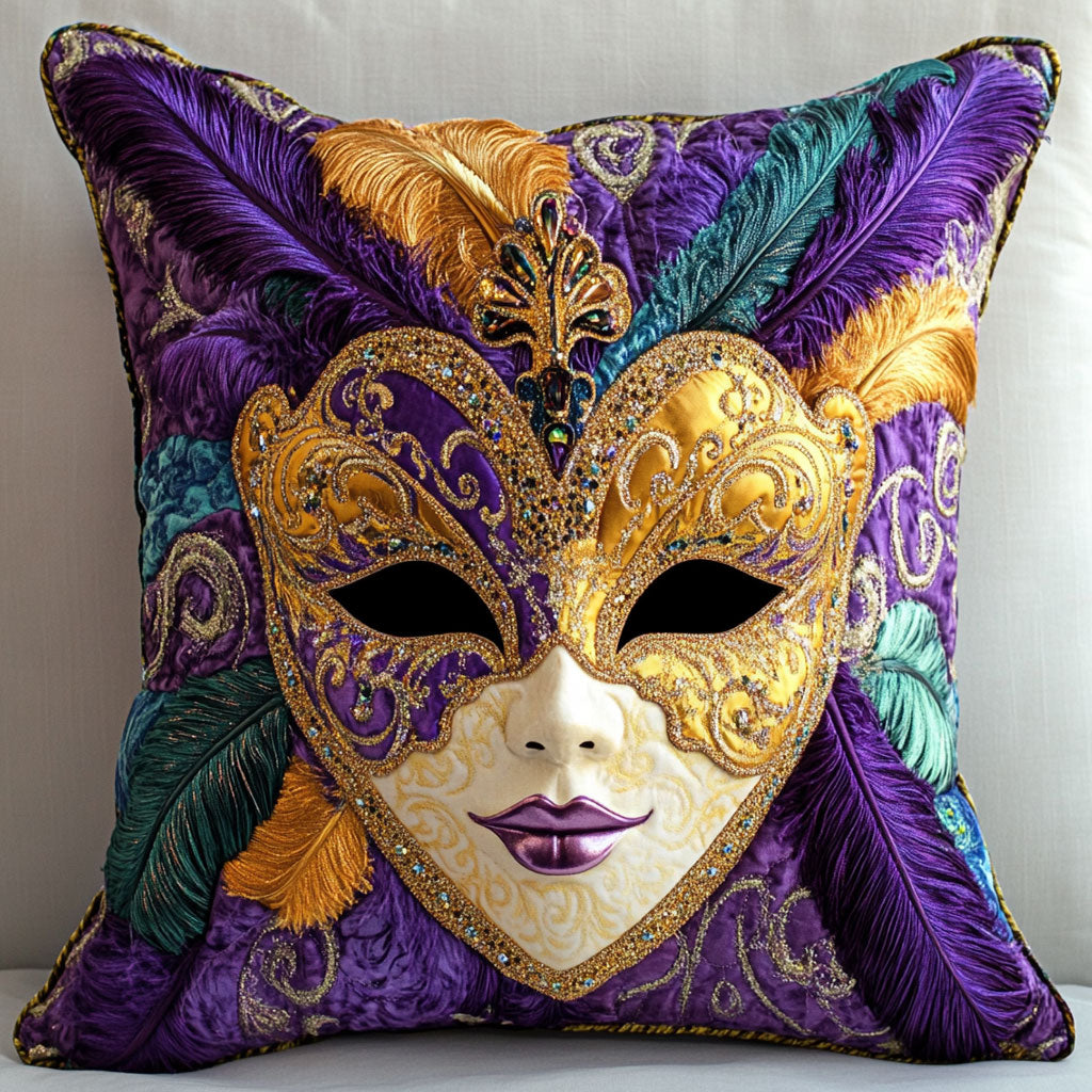Mardi Gras Carnival Splendor Quilt Pillow Case Personalized Pillow Cover Gift for Couples